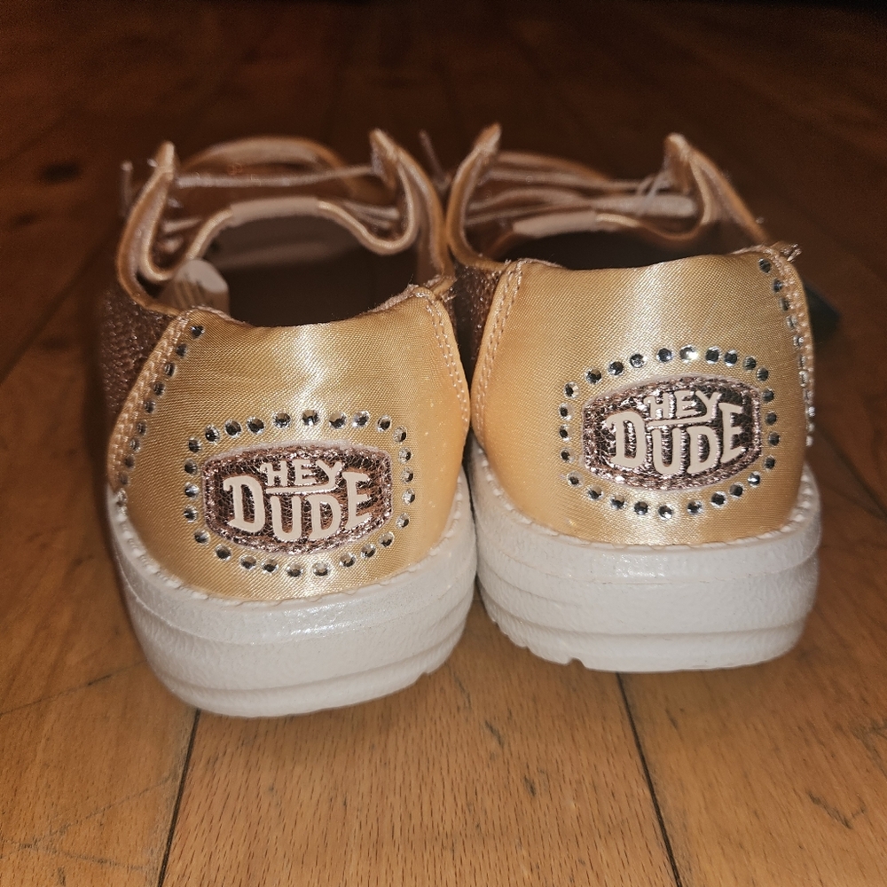 Hey Dude "Wendy Disco" Youth Rose Gold Sequins Slip On Shoes - Picture 5 of 5